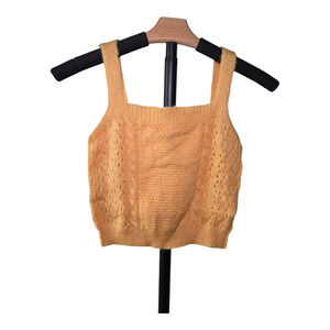 POL Cable Knit Crop Tank Top Yellow Size S Knit Boho Cottagecore